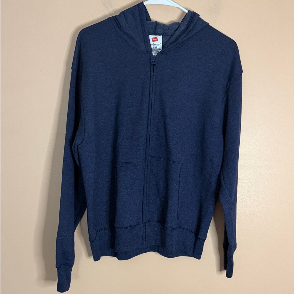 Hanes Men’s Dark Navy Full-Zip Hooded Sweater